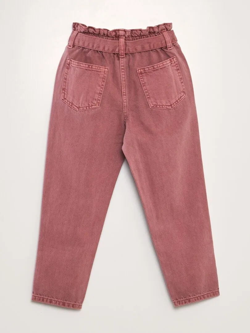 VAQUERO MOM CON CINTURA ELáSTICA  ROJO