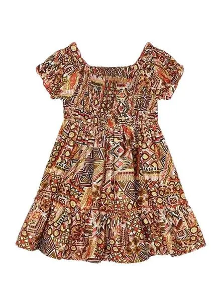 Vestido Mayoral Nido De Abeja Estampado Para Niña