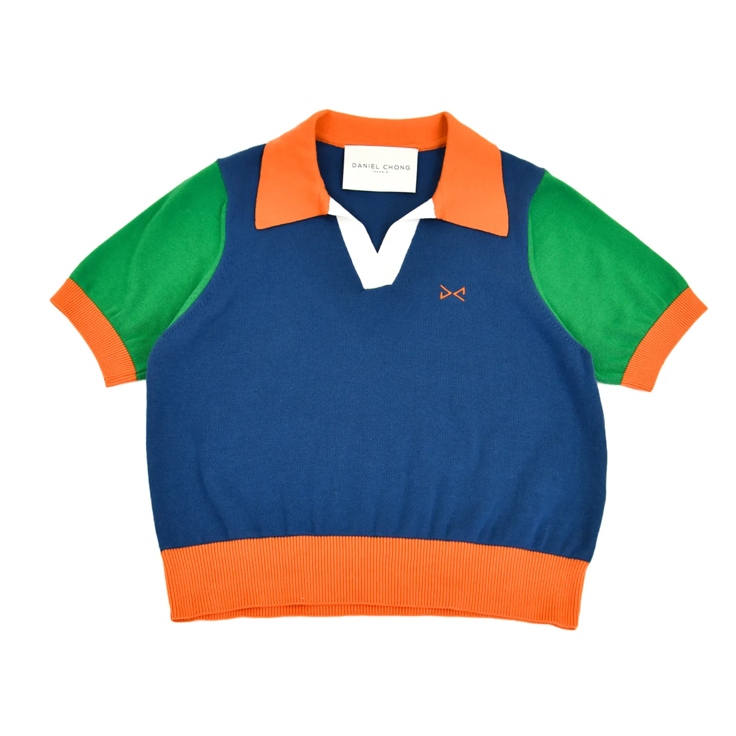 Women Short Sleeve Knitted Polo AZUL