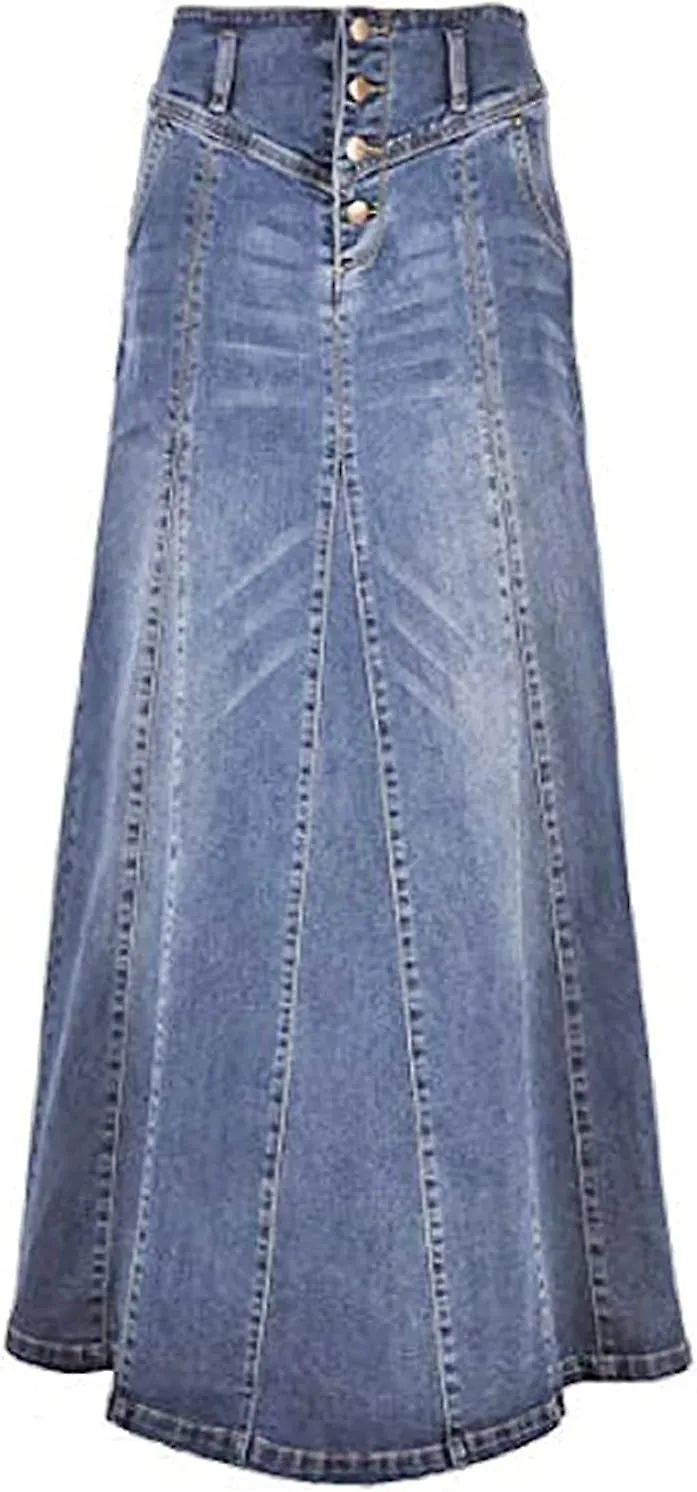WOMEN'S RETRO EXPOSURE BUTTONFLY PACKAGED HIP ALINE MAXI LONG DENIM SKIRT GIFT FOR FAMILY/FRIEND FREE DELIVERY