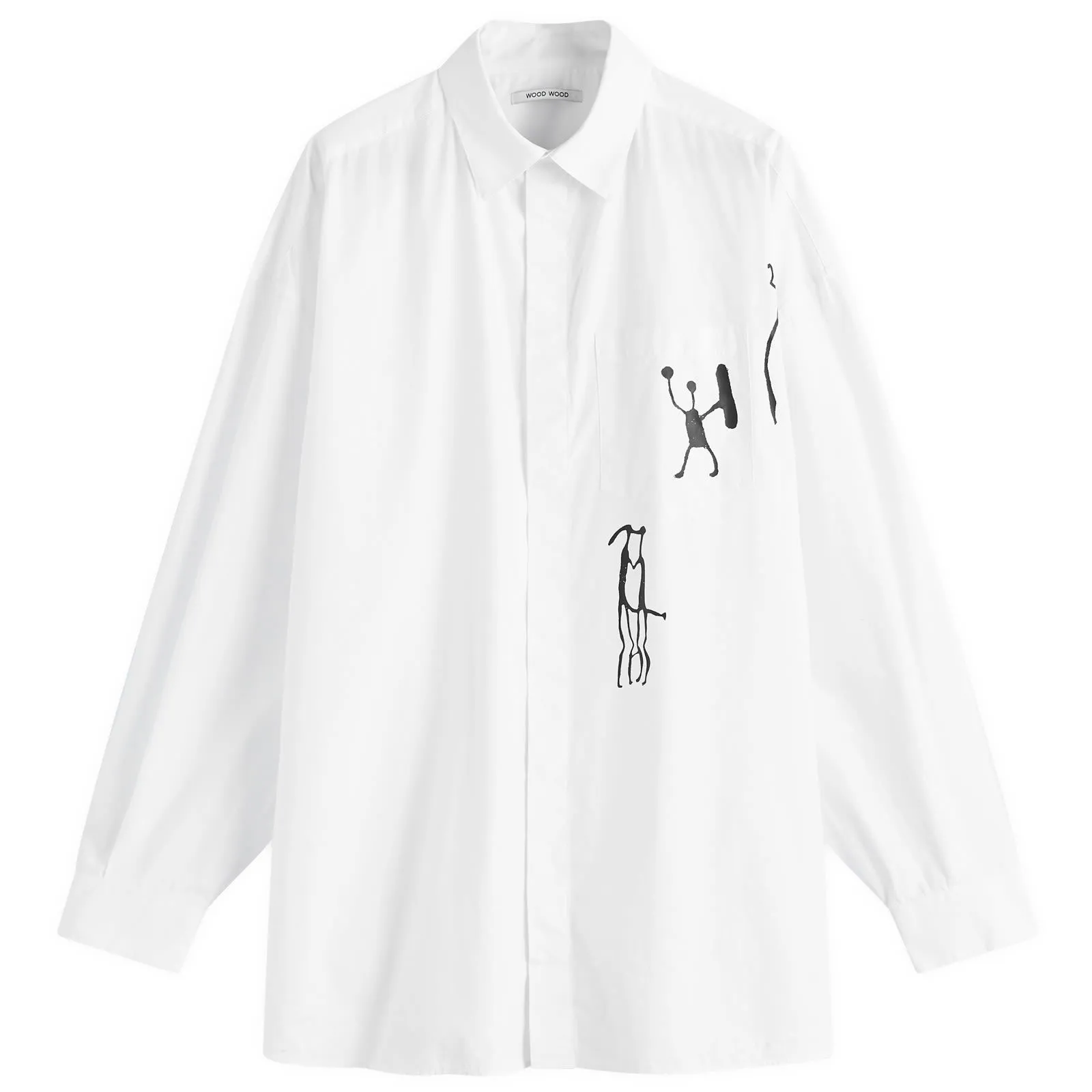 WOOD WOOD Oversized Print Shirt White Large