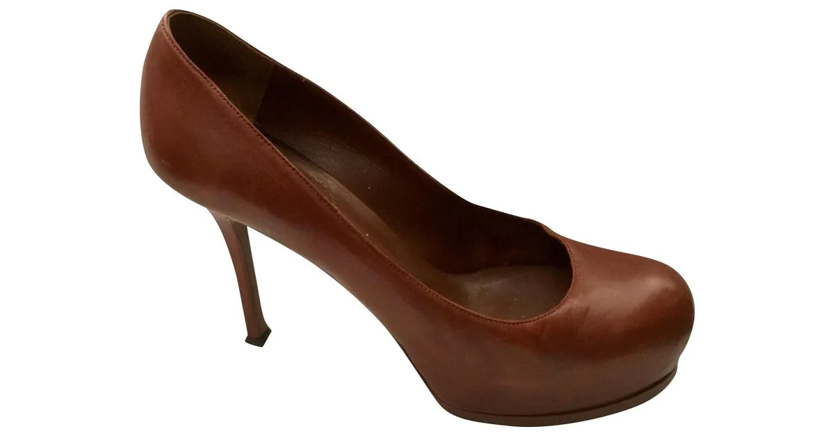 Yves Saint Laurent Bombas YSL Tribute Rive Gauche Castaño 