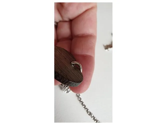 Yves Saint Laurent Colgante corazón en madera y plata 925 Castaño 