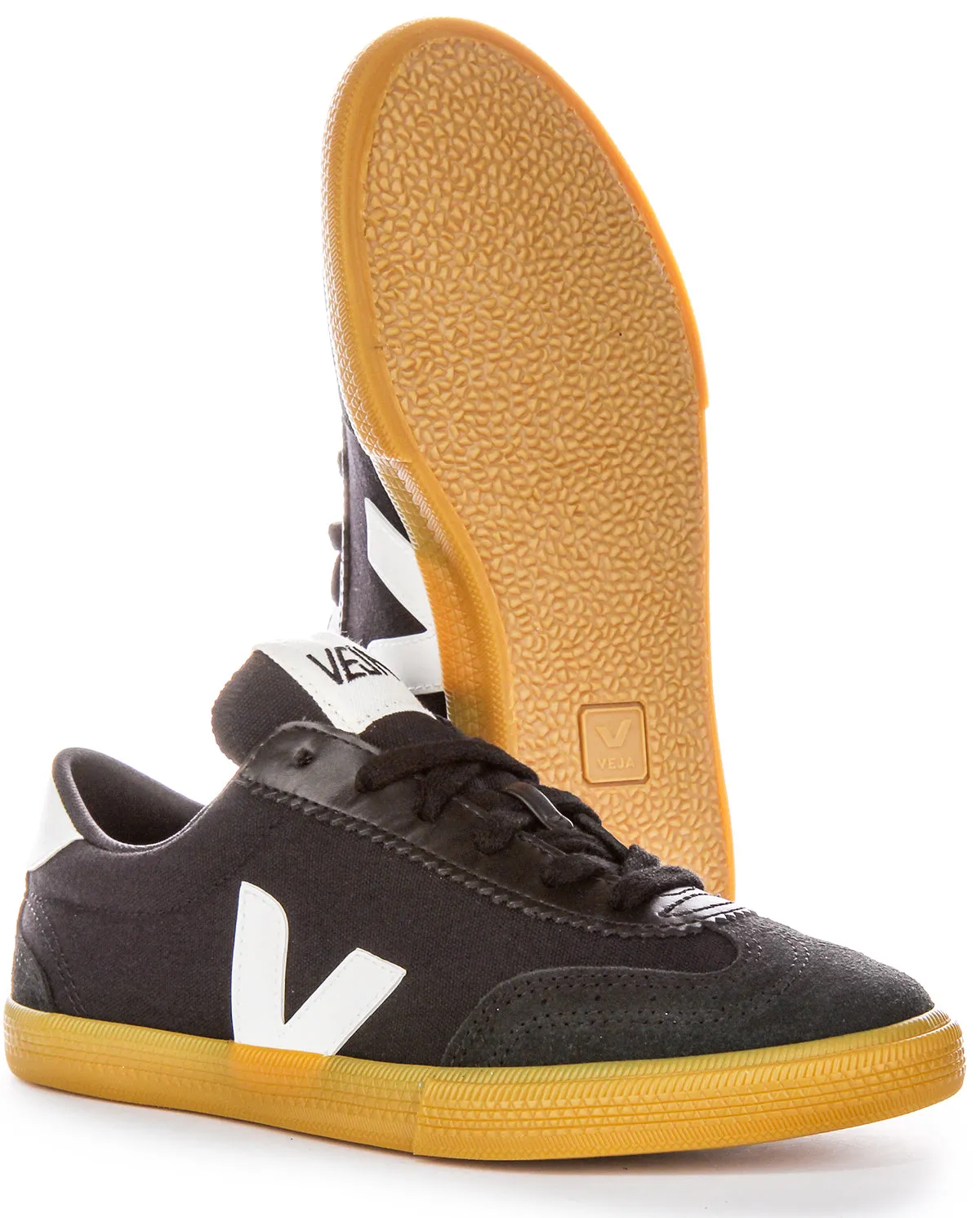 Zapatillas de voleibol de lona y gamuza Veja Volley inspiradas en los años 70 para mujer en blanco