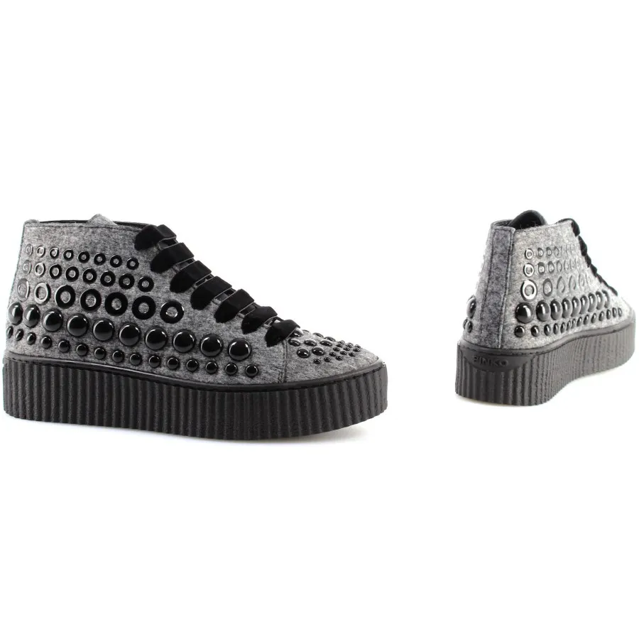 Zapatos Mujer Sneakers PINKO Shine Baby Shine Bolsena I42 Grey Espárragos Nuevo