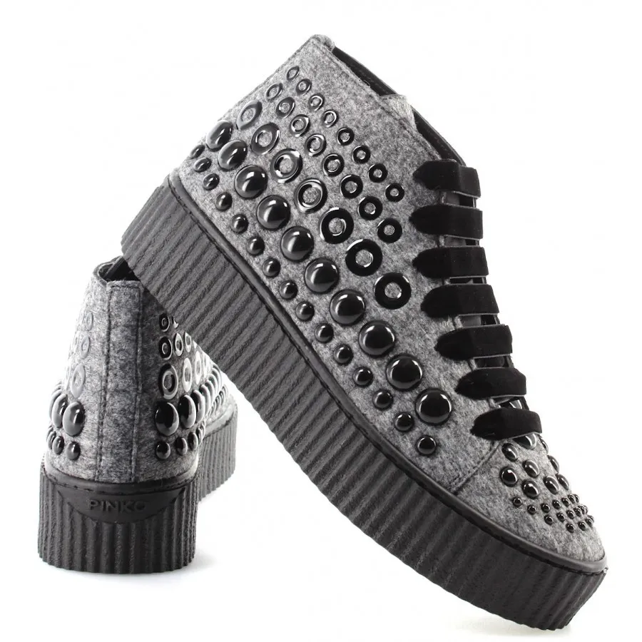 Zapatos Mujer Sneakers PINKO Shine Baby Shine Bolsena I42 Grey Espárragos Nuevo