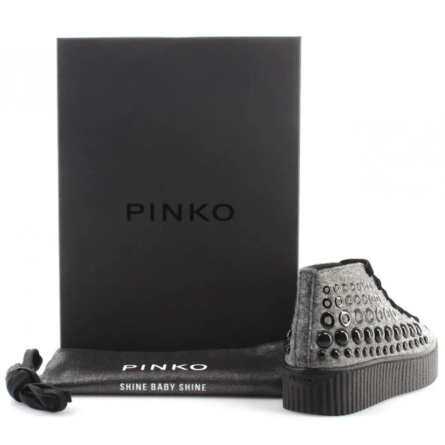 Zapatos Mujer Sneakers PINKO Shine Baby Shine Bolsena I42 Grey Espárragos Nuevo