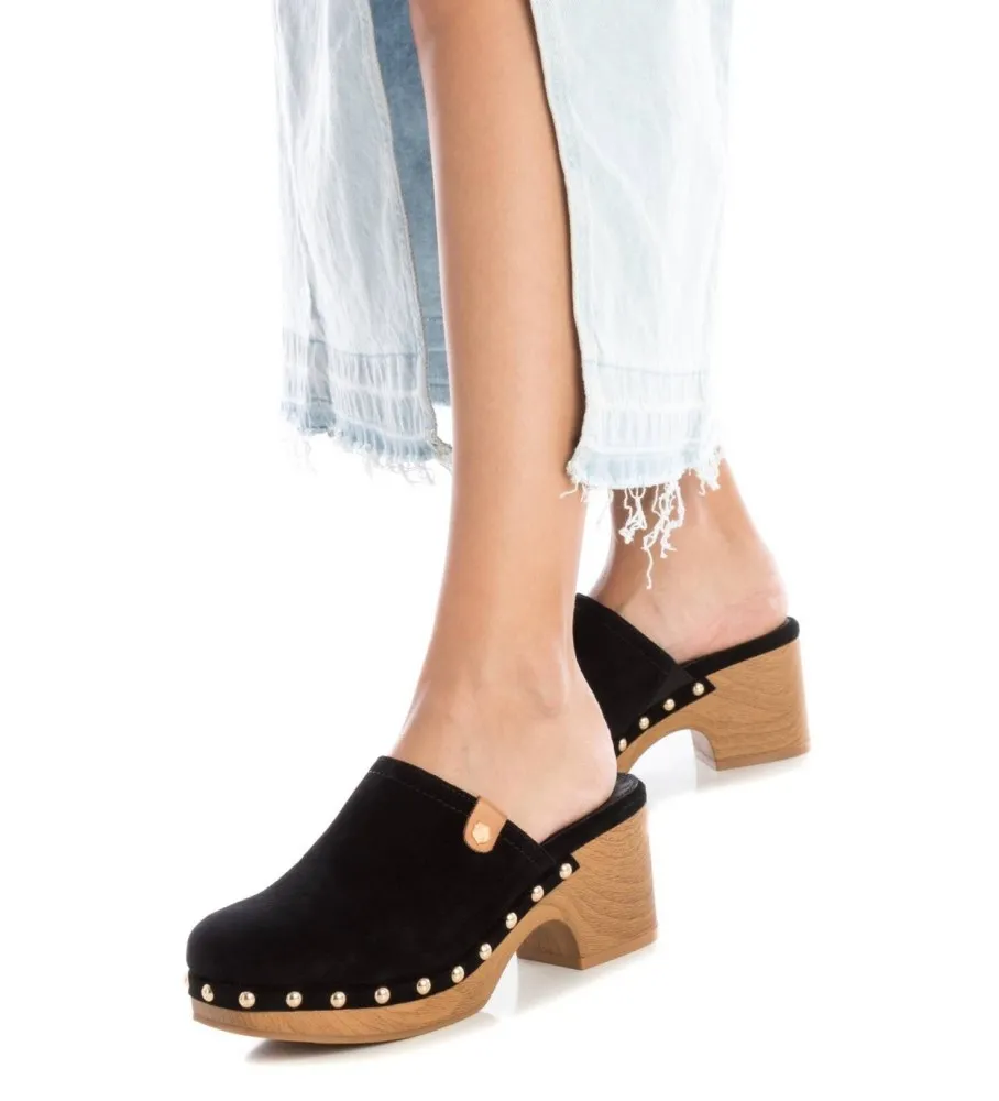 ZUECOS DE PIEL 161475 NEGRO ALTURA TACóN 7CM