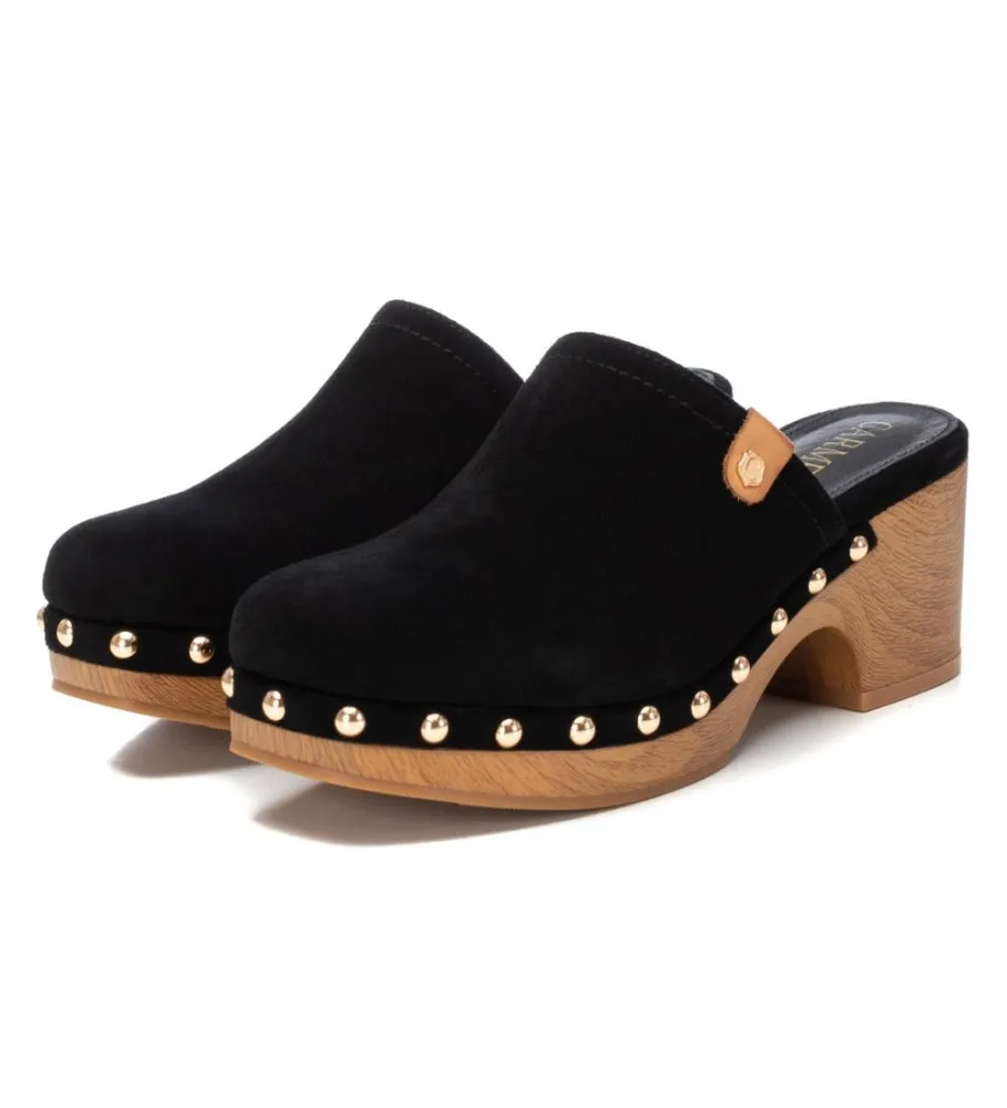ZUECOS DE PIEL 161475 NEGRO ALTURA TACóN 7CM